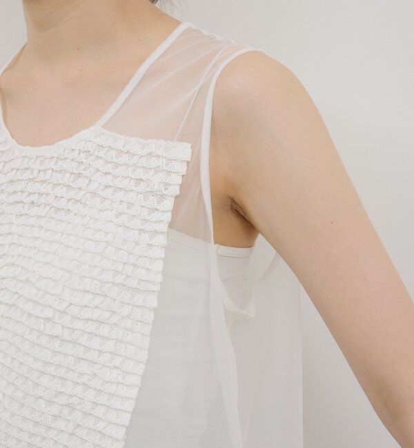  「【HERITANOVUM】ラッフルボザムスリーブレスブラウス」|シャツ・ブラウス|