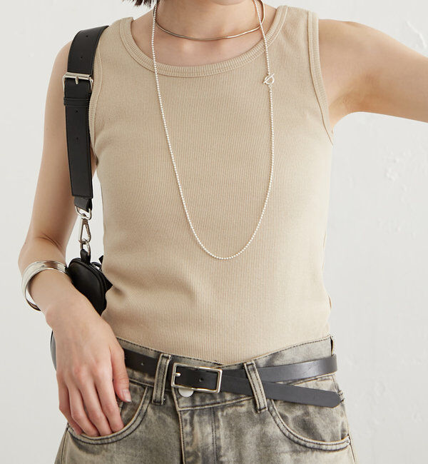  「【３色展開】リブタンク」|キャミソール|ベージュ