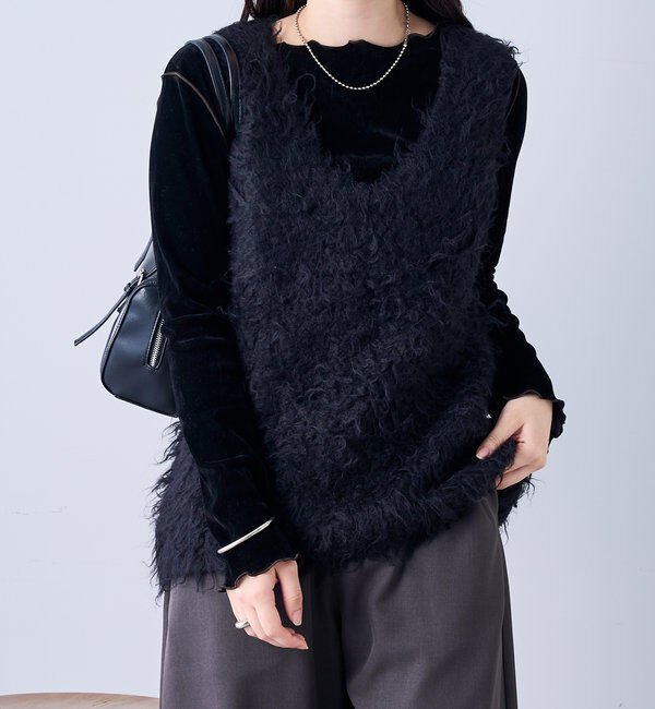  「シャギーニットベスト」|ニット・セーター|ブラック