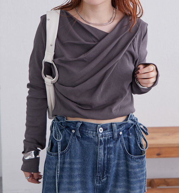  「【大人気シリーズ/8色展開】オフショルロングTシャツ※EC限定カラーあり」|Tシャツ・カットソー|