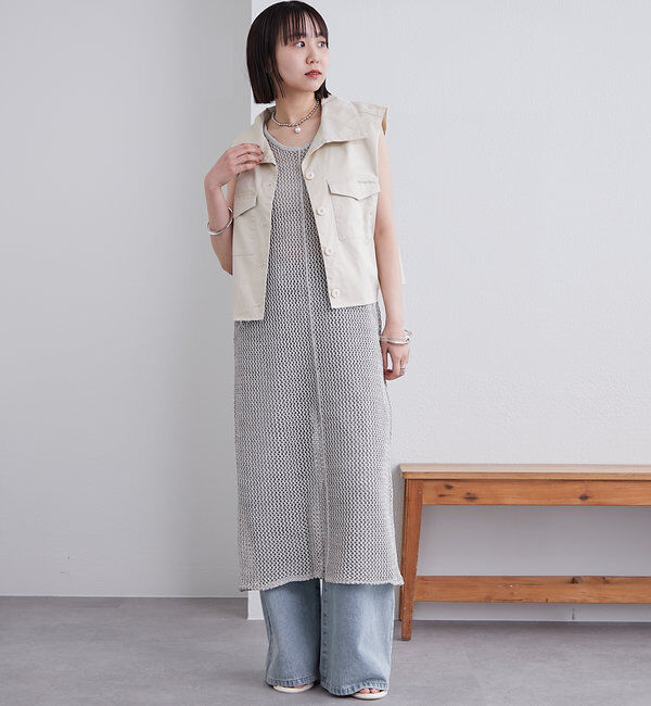  「メッシュニットタンクワンピース」|ワンピース|