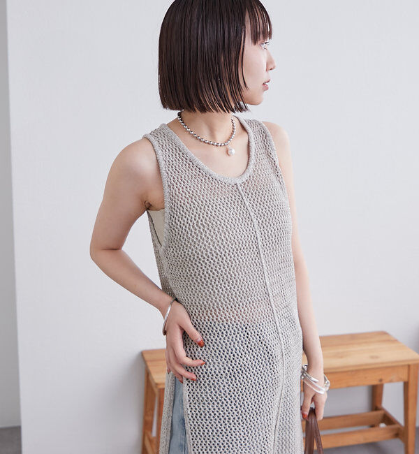  「メッシュニットタンクワンピース」|ワンピース|