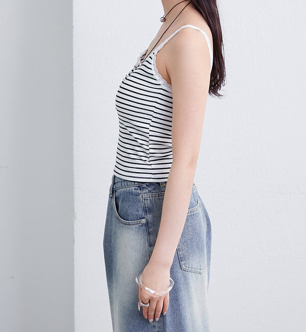  「パット付きボーダーキャミ」|キャミソール|