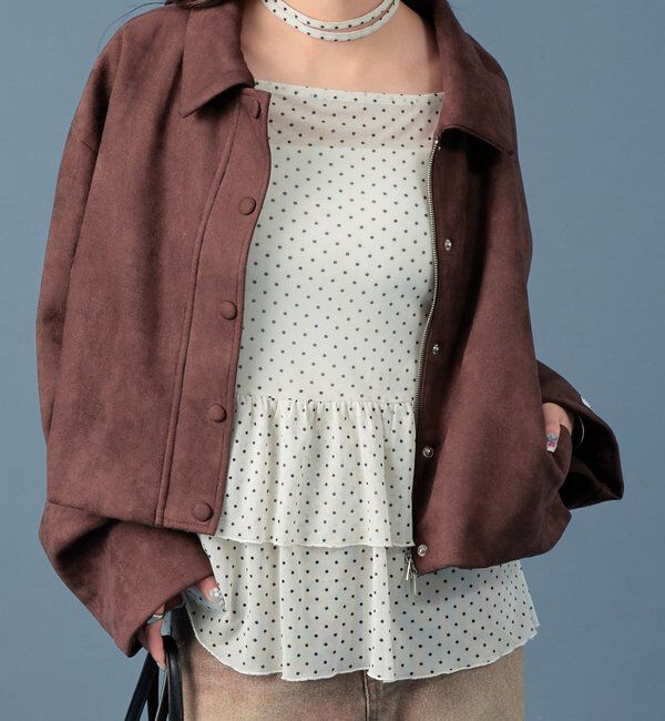  「【本日限定価格】フェイクスウェードショートブルゾン」|その他|ブラウン