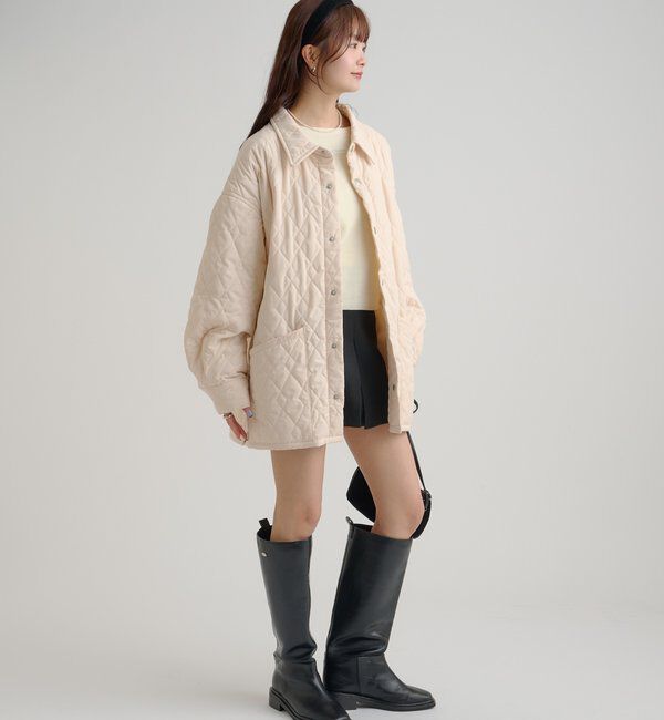  「【WEB限定カラー/カーキ】襟付きキルティングジャケット」|その他|
