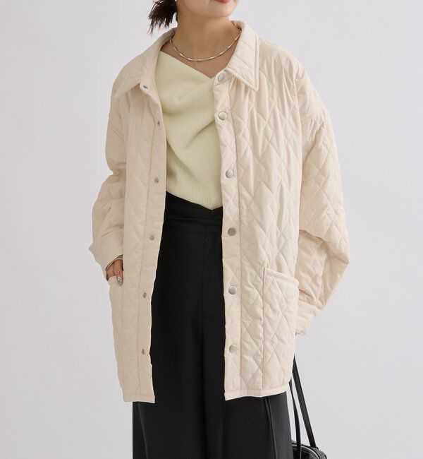  「【WEB限定カラー/カーキ】襟付きキルティングジャケット」|その他|