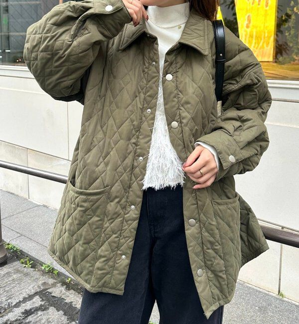  「【WEB限定カラー/カーキ】襟付きキルティングジャケット」|その他|カーキ