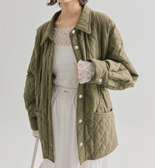  「【WEB限定カラー/カーキ】襟付きキルティングジャケット」|その他|
