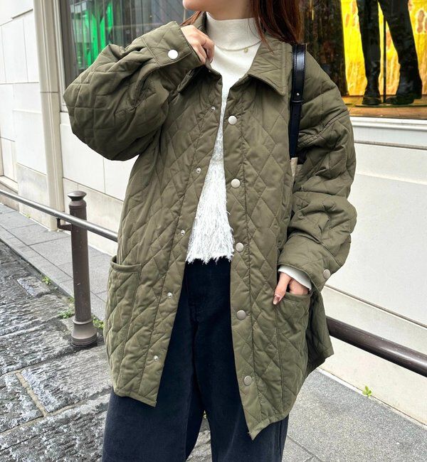  「【WEB限定カラー/カーキ】襟付きキルティングジャケット」|その他|