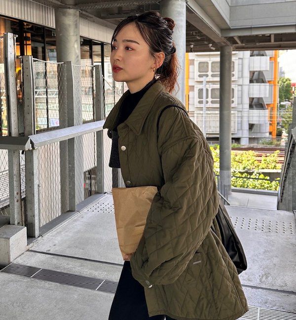  「【WEB限定カラー/カーキ】襟付きキルティングジャケット」|その他|