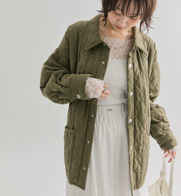  「【WEB限定カラー/カーキ】襟付きキルティングジャケット」|その他|