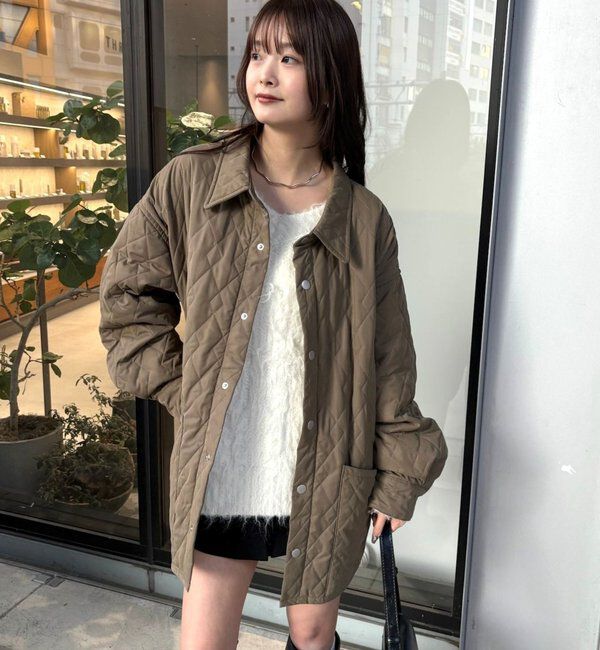  「【WEB限定カラー/カーキ】襟付きキルティングジャケット」|その他|