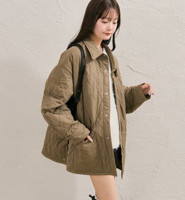  「【WEB限定カラー/カーキ】襟付きキルティングジャケット」|その他|