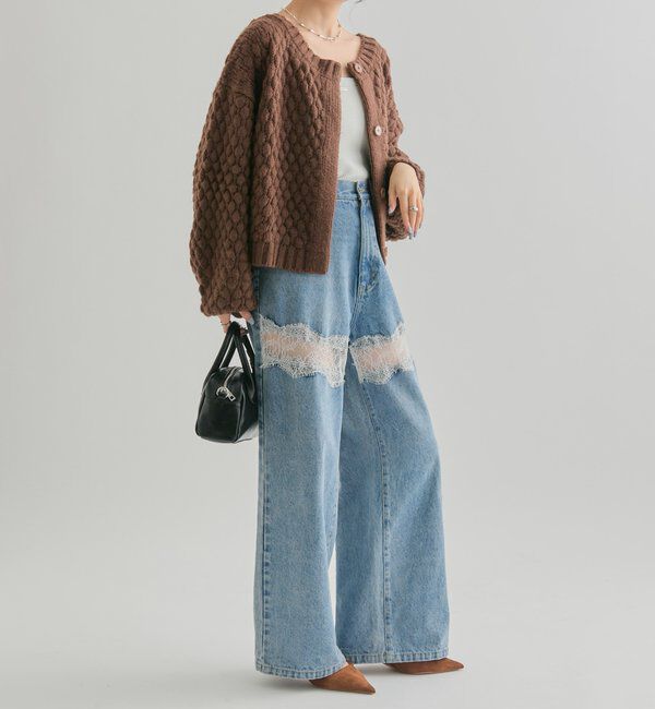  「レース切替デニム」|デニム|