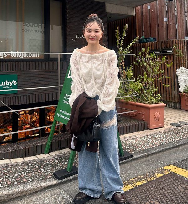  「レース切替デニム」|デニム|