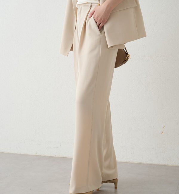  「セミワイドパンツ」|チノ|ライトベージュ
