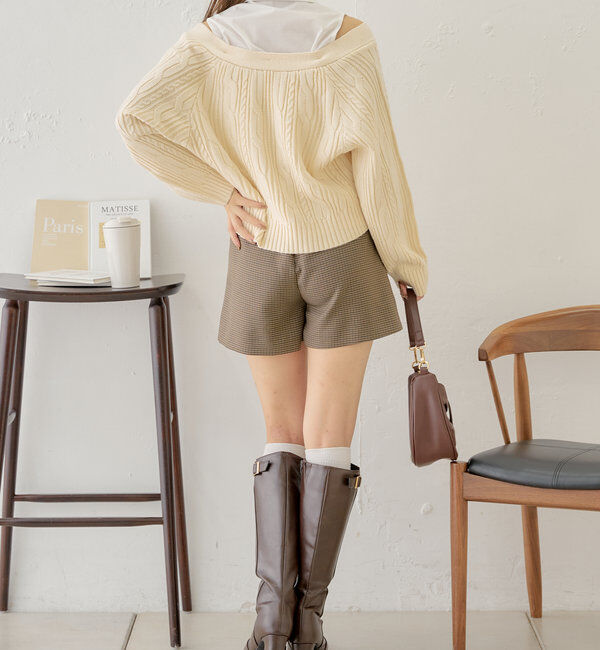  「【セットアップ対応】ダブルベルトキュロットショートパンツ」|チノ|