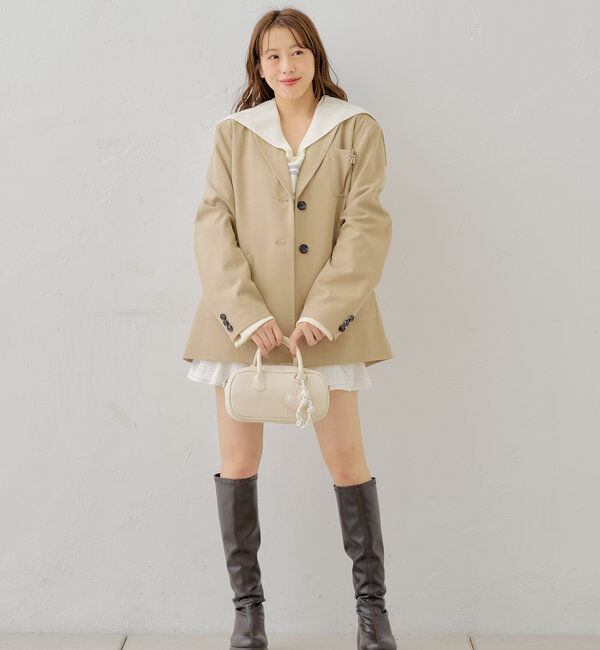  「ハートチャーム付き横長ボストンバッグ」|ボストンバッグ|