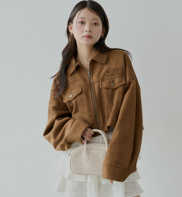  「【WEB限定/REVIVAL】胸ロゴショート丈スエードジップブルゾン」|ブルゾン・スタジャン|