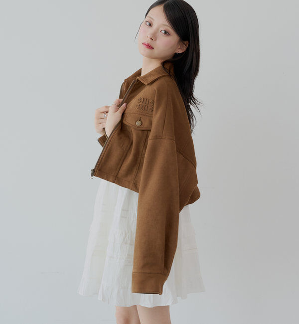  「【WEB限定/REVIVAL】胸ロゴショート丈スエードジップブルゾン」|ブルゾン・スタジャン|