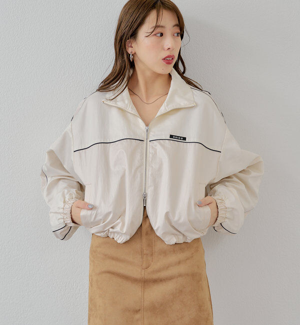  「配色デザインナイロンブルゾン」|ブルゾン・スタジャン|アイボリー