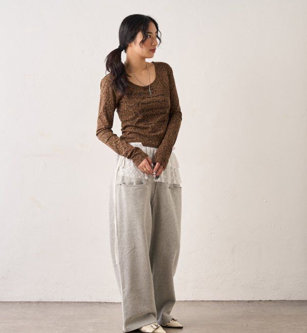  「レオパード(ヒョウ柄)メッセージトップス」|Tシャツ・カットソー|