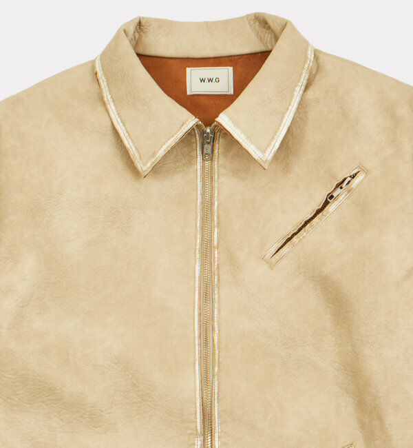  「ヴィンテージライクボンディングフェイクレザージャケット 」|ブルゾン・スタジャン|