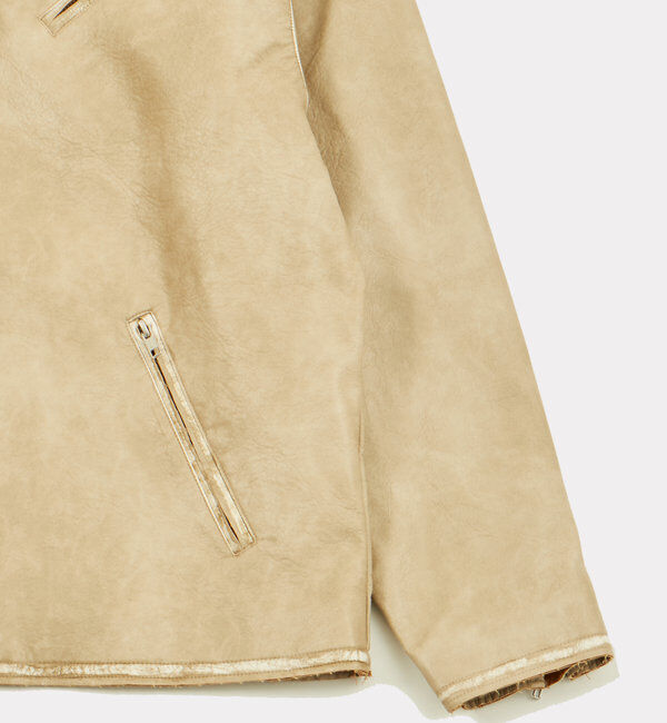  「ヴィンテージライクボンディングフェイクレザージャケット 」|ブルゾン・スタジャン|