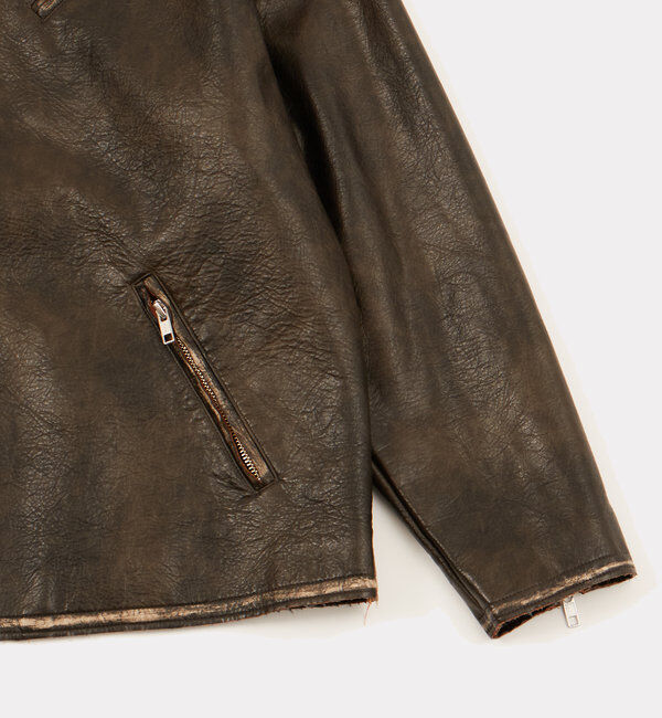  「ヴィンテージライクボンディングフェイクレザージャケット 」|ブルゾン・スタジャン|