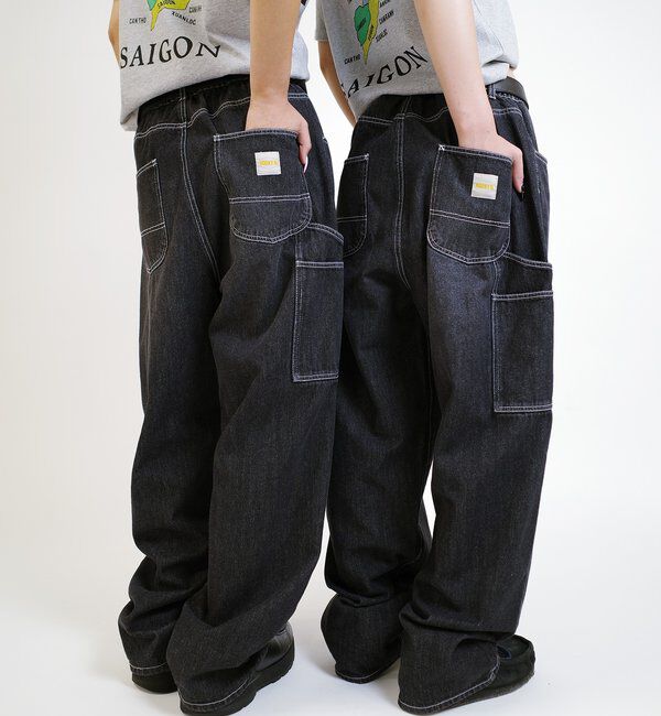  「【KOOKYN/クーキー】 ペインターデニムパンツ」|デニム|ブラック