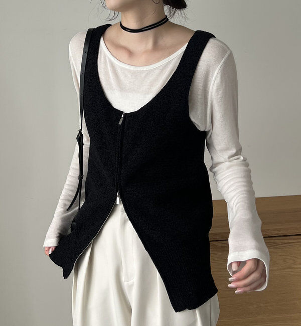  「モールZIPベスト」|ニット・セーター|