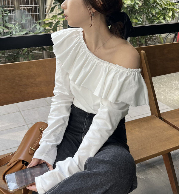  「フリル2WAYロンT」|Tシャツ・カットソー|オフホワイト