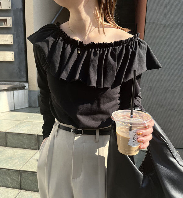  「フリル2WAYロンT」|Tシャツ・カットソー|ブラック