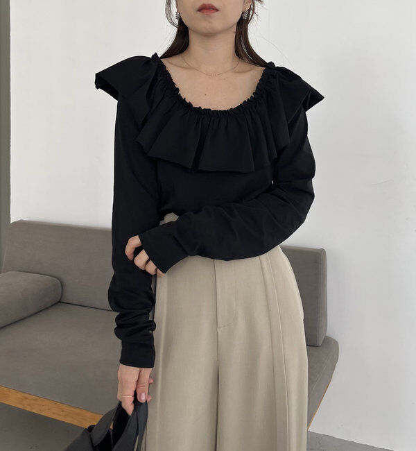  「フリル2WAYロンT」|Tシャツ・カットソー|