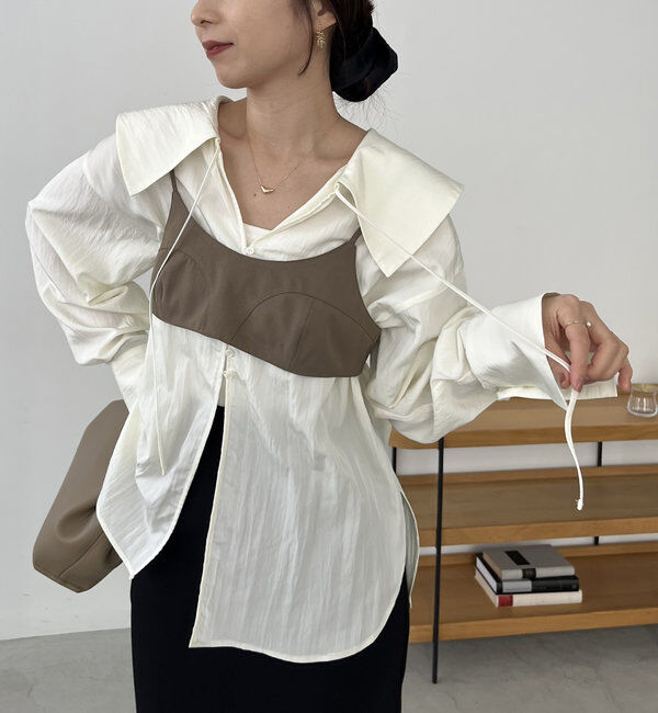  「【セットアイテム】ビスチェ付BIG襟シャツ」|シャツ・ブラウス|