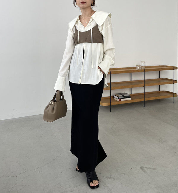  「【セットアイテム】ビスチェ付BIG襟シャツ」|シャツ・ブラウス|