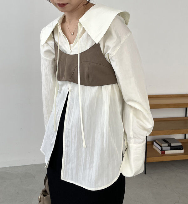  「【セットアイテム】ビスチェ付BIG襟シャツ」|シャツ・ブラウス|