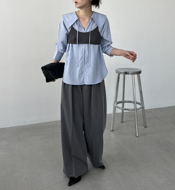  「【セットアイテム】ビスチェ付BIG襟シャツ」|シャツ・ブラウス|