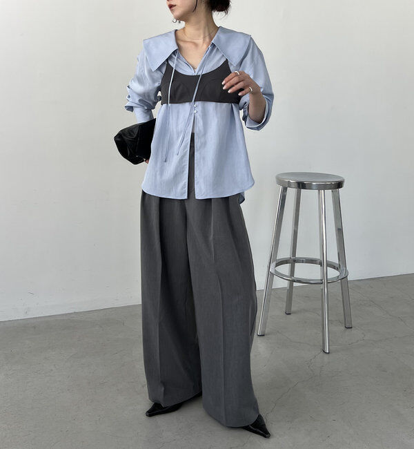  「【セットアイテム】ビスチェ付BIG襟シャツ」|シャツ・ブラウス|
