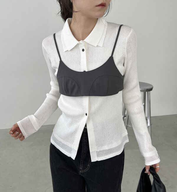  「【セットアイテム】ビスチェ付BIG襟シャツ」|シャツ・ブラウス|