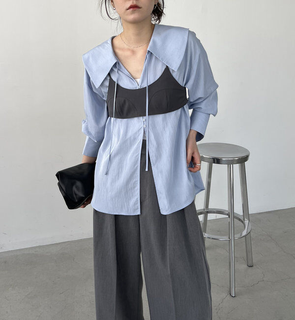  「【セットアイテム】ビスチェ付BIG襟シャツ」|シャツ・ブラウス|