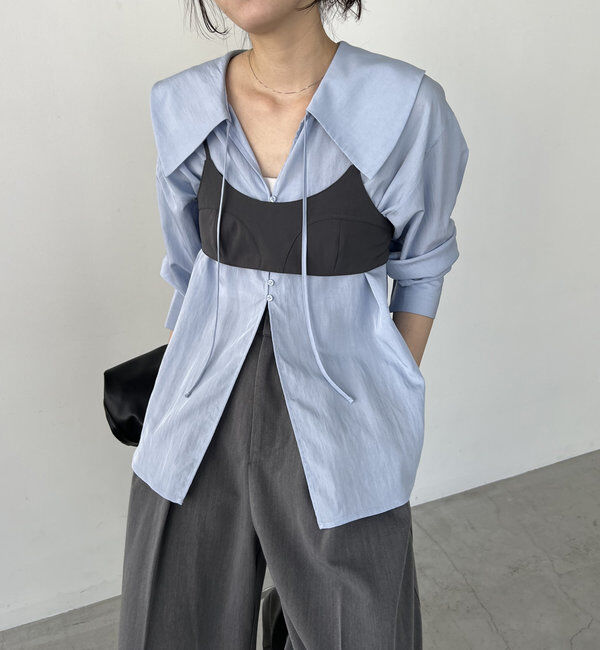  「【セットアイテム】ビスチェ付BIG襟シャツ」|シャツ・ブラウス|