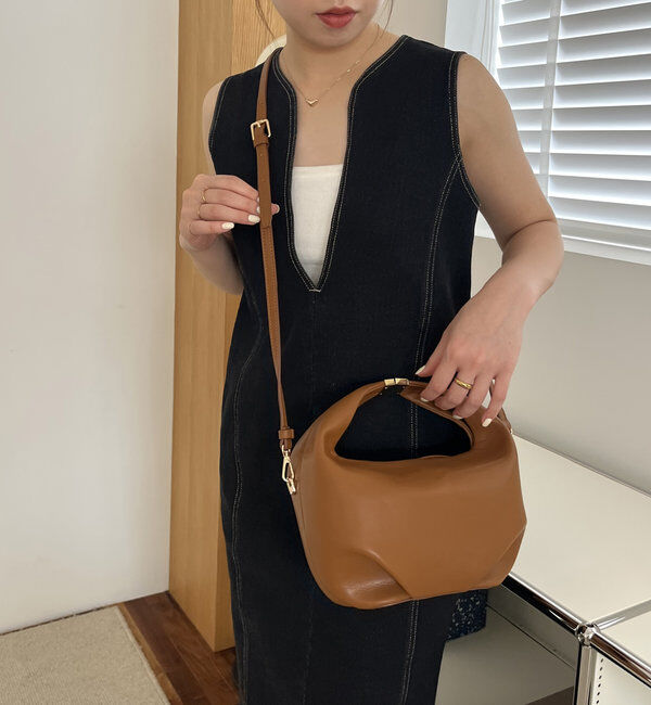  「メタルポイント2WAYバッグ」|トートバッグ|キャメル