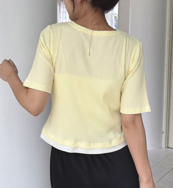  「【追加販売決定】カーディガン風バイカラーレイヤードプルオーバー」|Tシャツ・カットソー|