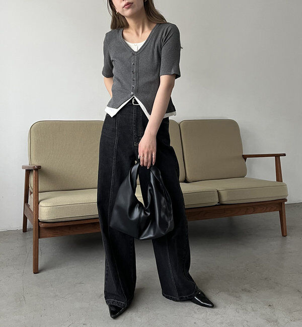  「【追加販売決定】カーディガン風バイカラーレイヤードプルオーバー」|Tシャツ・カットソー|