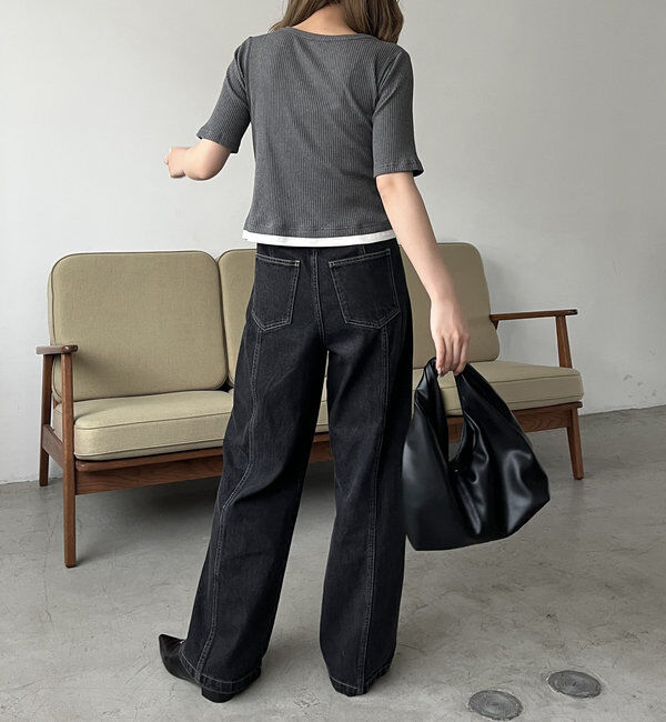  「【追加販売決定】カーディガン風バイカラーレイヤードプルオーバー」|Tシャツ・カットソー|