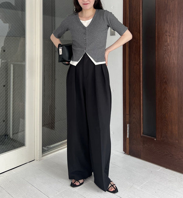  「【追加販売決定】カーディガン風バイカラーレイヤードプルオーバー」|Tシャツ・カットソー|