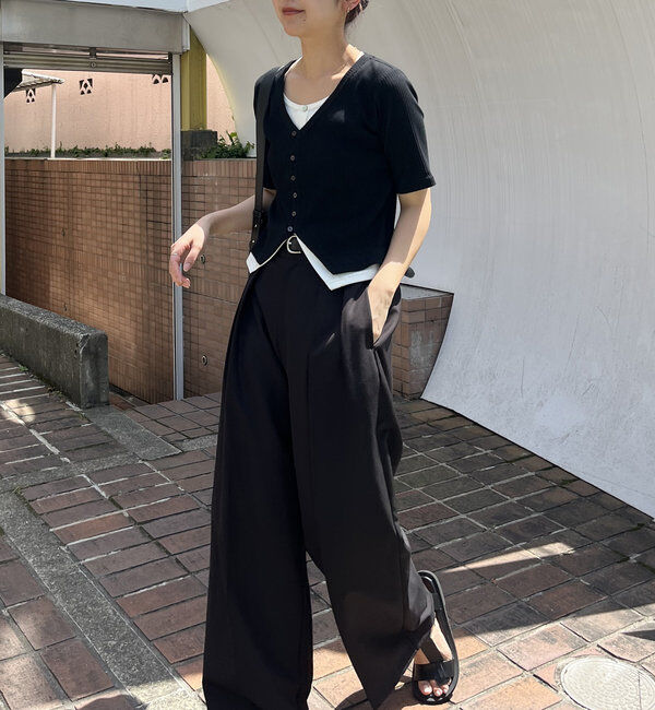  「【追加販売決定】カーディガン風バイカラーレイヤードプルオーバー」|Tシャツ・カットソー|