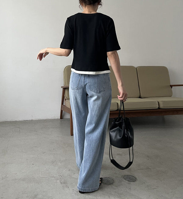  「【追加販売決定】カーディガン風バイカラーレイヤードプルオーバー」|Tシャツ・カットソー|