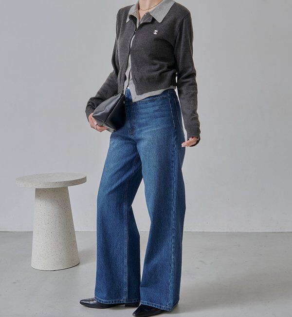  「【低身長サイズあり】スリットポケットストレートデニム」|デニム|